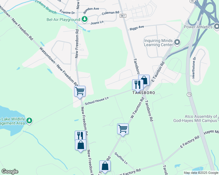 map of restaurants, bars, coffee shops, grocery stores, and more near 27 A Greenfield Drive in Berlin