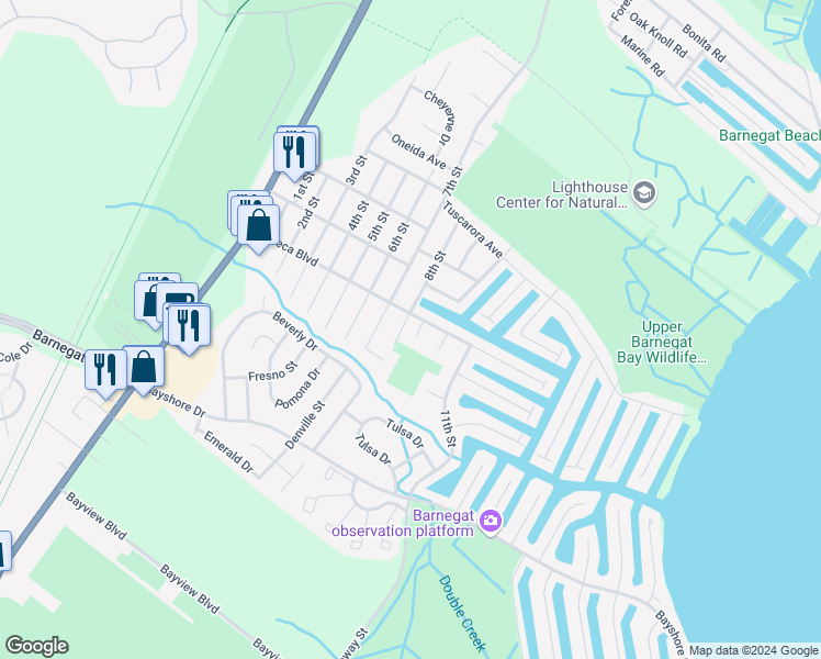 map of restaurants, bars, coffee shops, grocery stores, and more near 103 Atco Court in Ocean Township