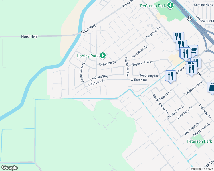 map of restaurants, bars, coffee shops, grocery stores, and more near 3192 Sawyers Bar Lane in Chico