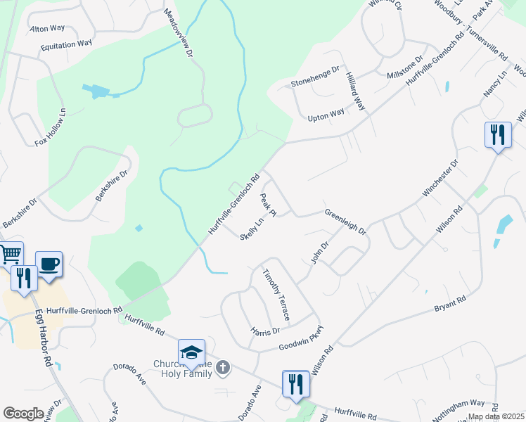 map of restaurants, bars, coffee shops, grocery stores, and more near 13 Peak Place in Washington Township