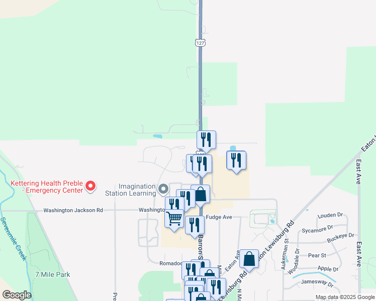 map of restaurants, bars, coffee shops, grocery stores, and more near 117 Valley Forge Court in Eaton