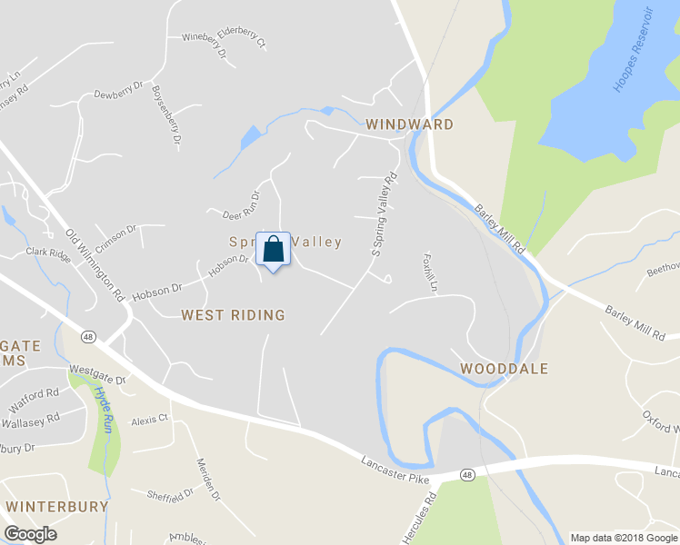map of restaurants, bars, coffee shops, grocery stores, and more near 202 North Spring Valley Road in Wilmington