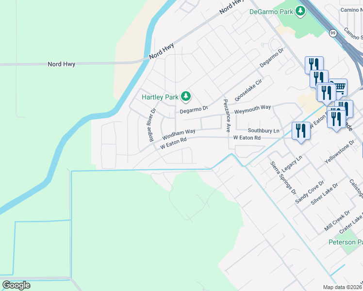 map of restaurants, bars, coffee shops, grocery stores, and more near 3183 Sawyers Bar Lane in Chico
