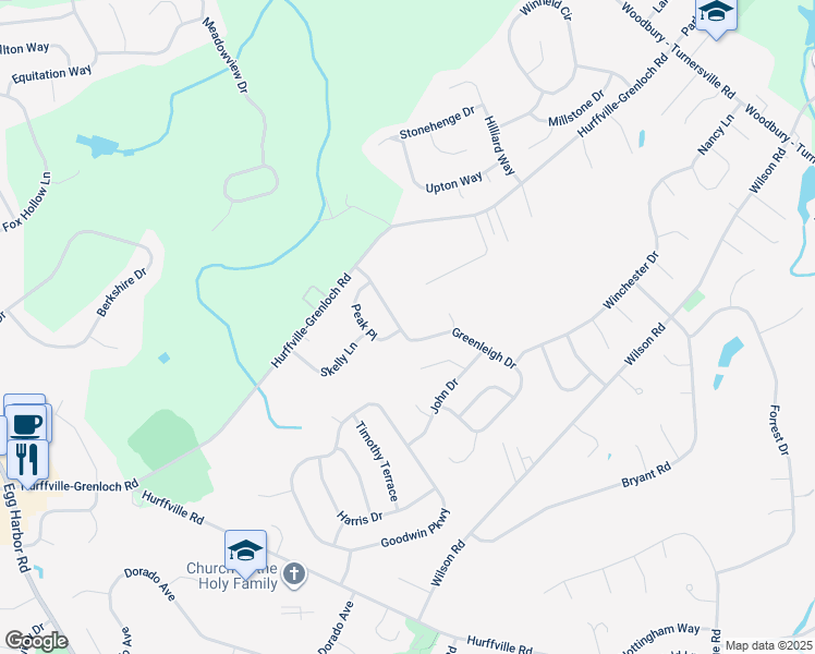 map of restaurants, bars, coffee shops, grocery stores, and more near 66 Greenleigh Drive in Washington Township