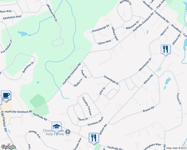 map of restaurants, bars, coffee shops, grocery stores, and more near 66 Greenleigh Drive in Washington Township