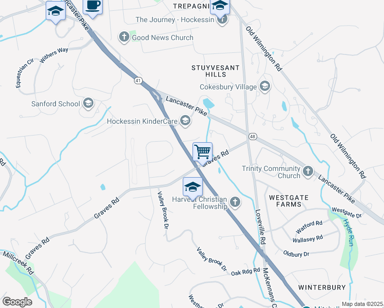 map of restaurants, bars, coffee shops, grocery stores, and more near 4209 Newport Gap Pike in Hockessin