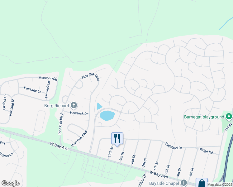 map of restaurants, bars, coffee shops, grocery stores, and more near 19 Fountain View Drive in Barnegat Township