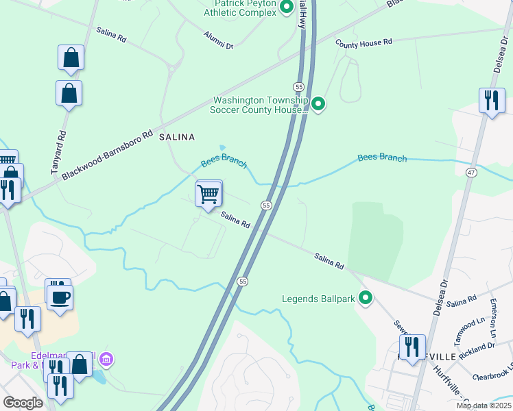 map of restaurants, bars, coffee shops, grocery stores, and more near 5 Chrysanthemum Court in Washington Township
