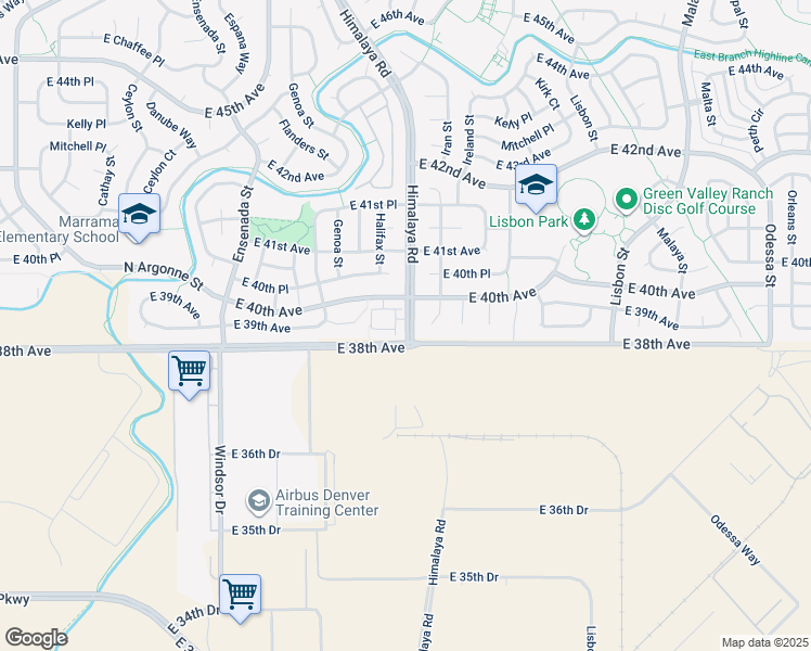 map of restaurants, bars, coffee shops, grocery stores, and more near 3807 Himalaya Road in Denver