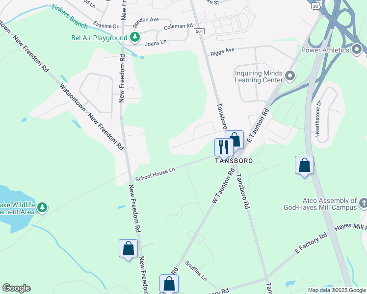 map of restaurants, bars, coffee shops, grocery stores, and more near 21 Greenfield Drive in Berlin