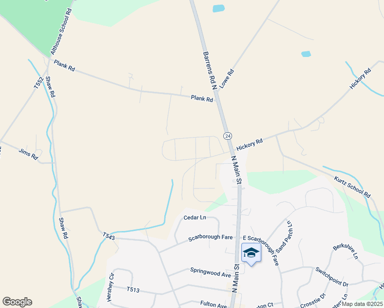 map of restaurants, bars, coffee shops, grocery stores, and more near 240 Patterson Dr in Stewartstown