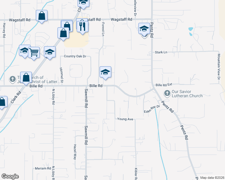 map of restaurants, bars, coffee shops, grocery stores, and more near 6187 Virginia Way in Paradise