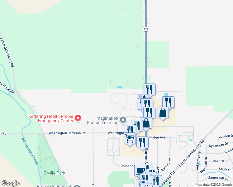 map of restaurants, bars, coffee shops, grocery stores, and more near 140 Potomac Drive in Eaton