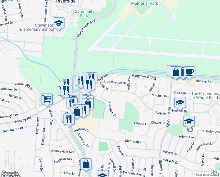 map of restaurants, bars, coffee shops, grocery stores, and more near 101 Peppervine Circle in Riverside