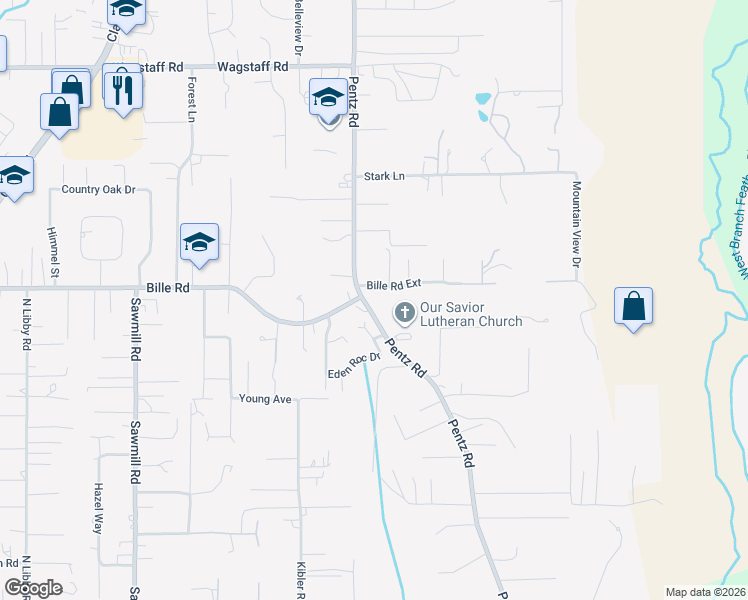 map of restaurants, bars, coffee shops, grocery stores, and more near 6404 Pentz Road in Paradise