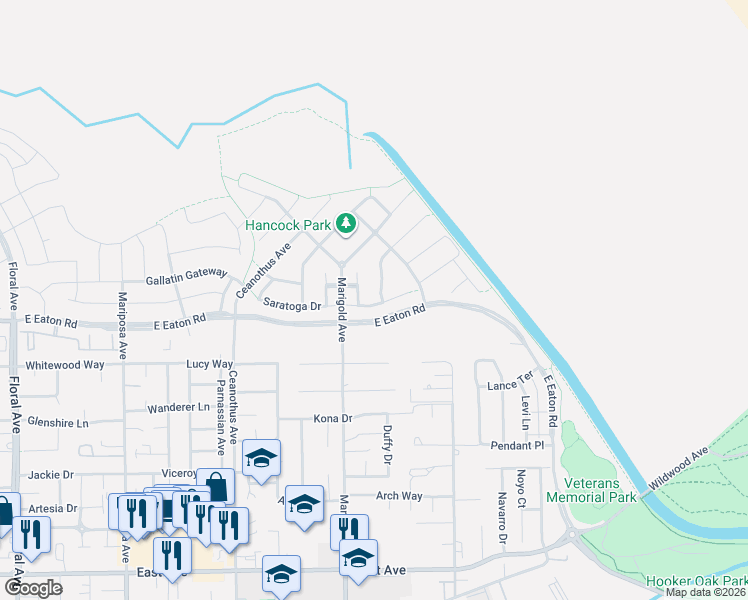 map of restaurants, bars, coffee shops, grocery stores, and more near 4 Commonwealth Court in Chico