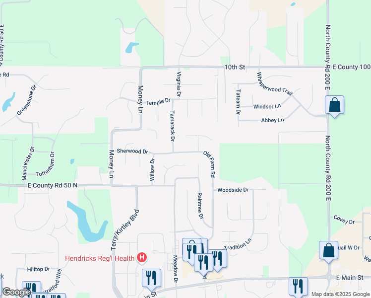 map of restaurants, bars, coffee shops, grocery stores, and more near 638 Hickory Drive in Danville