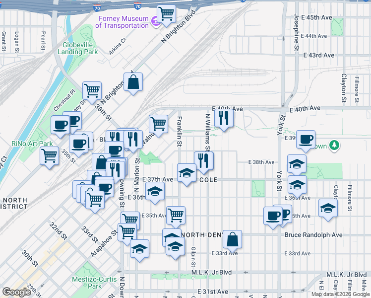 map of restaurants, bars, coffee shops, grocery stores, and more near in 