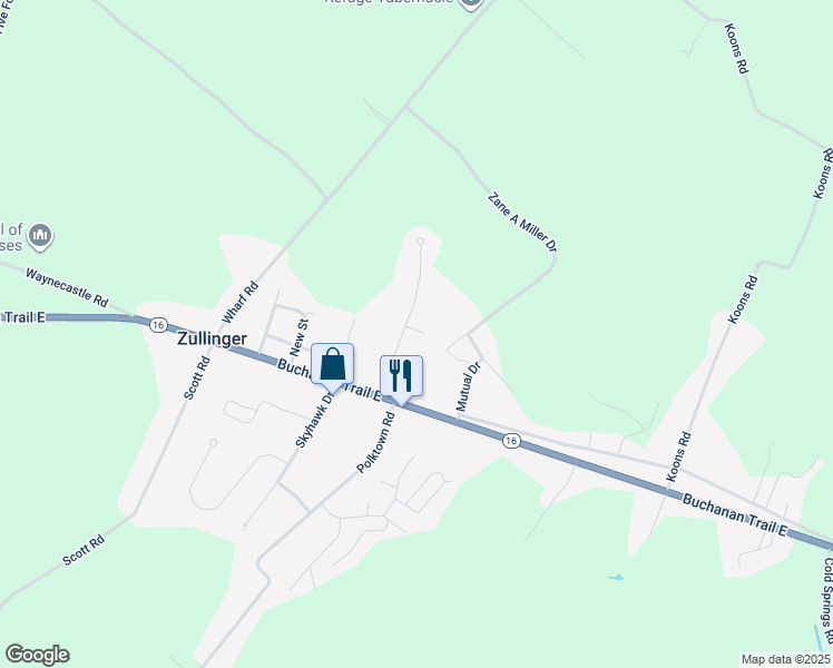 map of restaurants, bars, coffee shops, grocery stores, and more near 11850 Village Heights Drive in Waynesboro