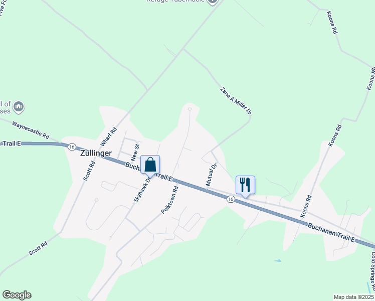 map of restaurants, bars, coffee shops, grocery stores, and more near 11850 Village Heights Drive in Waynesboro
