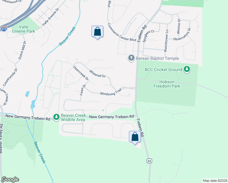 map of restaurants, bars, coffee shops, grocery stores, and more near 1198 Windsong Trail in Fairborn