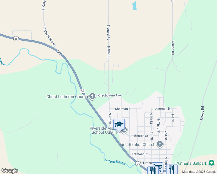 map of restaurants, bars, coffee shops, grocery stores, and more near 919 North 9th Street in Wathena