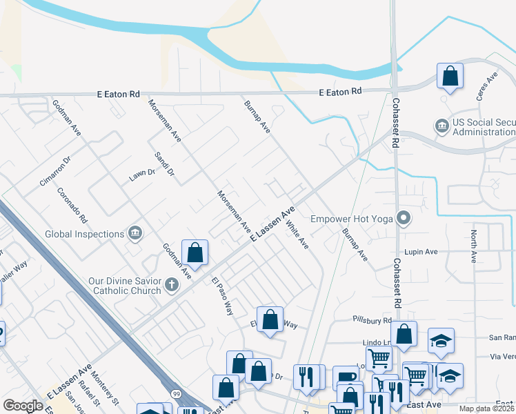 map of restaurants, bars, coffee shops, grocery stores, and more near 830 Alynn Way in Chico