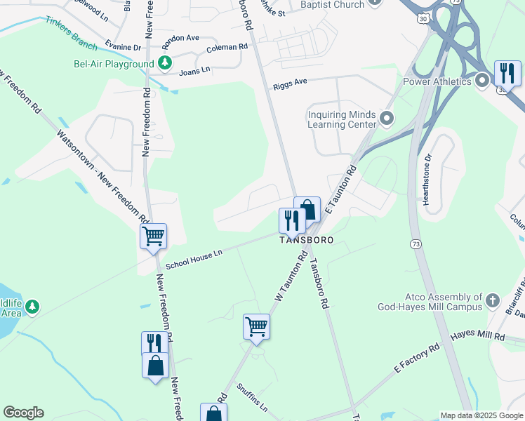 map of restaurants, bars, coffee shops, grocery stores, and more near 11 Greenfield Drive in Berlin