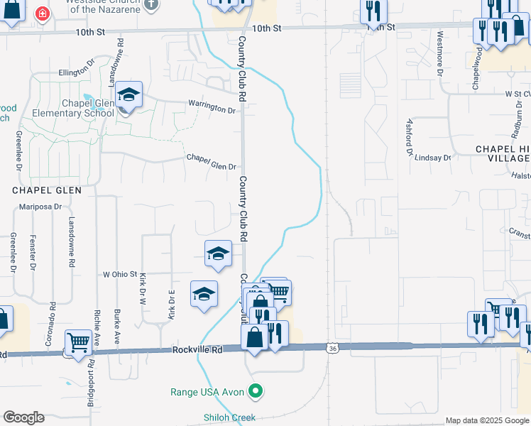 map of restaurants, bars, coffee shops, grocery stores, and more near 8211 Scicor Drive in Indianapolis