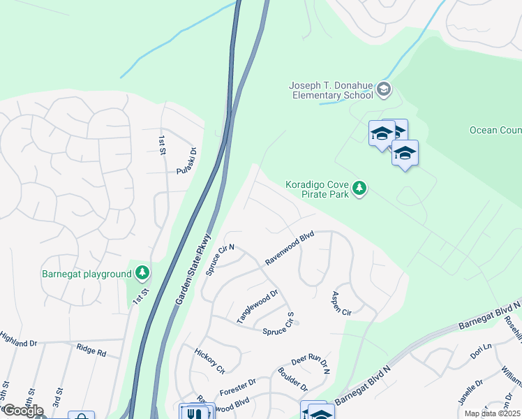 map of restaurants, bars, coffee shops, grocery stores, and more near 65 Chestnut Way Circle in Barnegat Township