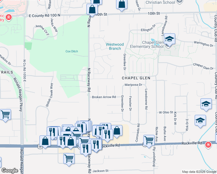 map of restaurants, bars, coffee shops, grocery stores, and more near 9189 Wellston Drive in Indianapolis