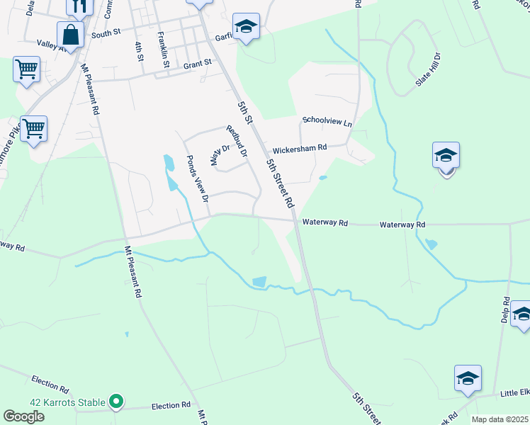 map of restaurants, bars, coffee shops, grocery stores, and more near 563 Waterway Road in Oxford