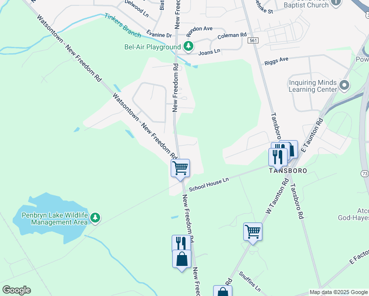 map of restaurants, bars, coffee shops, grocery stores, and more near 510 Berlin New Freedom Road in Berlin