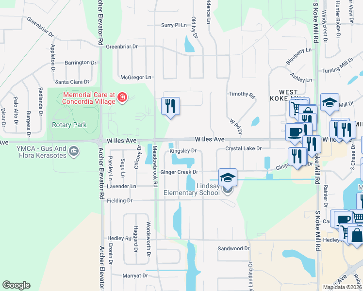 map of restaurants, bars, coffee shops, grocery stores, and more near 3781-3965 West Iles Avenue in Springfield
