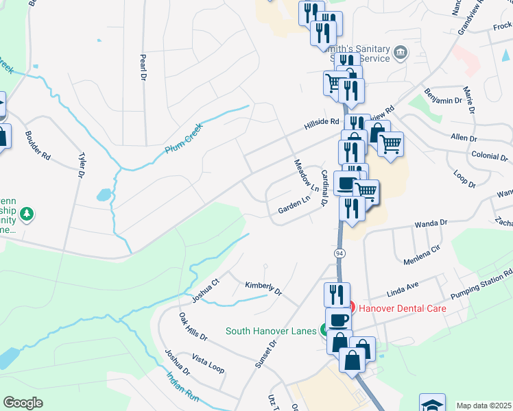 map of restaurants, bars, coffee shops, grocery stores, and more near 141 Windsor Court in Hanover