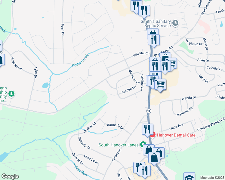 map of restaurants, bars, coffee shops, grocery stores, and more near 141 Windsor Court in Hanover
