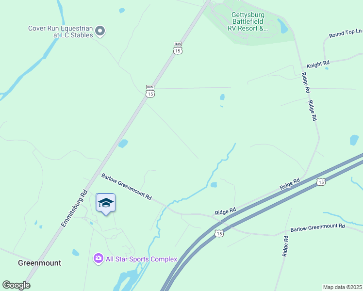 map of restaurants, bars, coffee shops, grocery stores, and more near 2300 Emmitsburg Road in Gettysburg