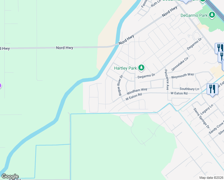 map of restaurants, bars, coffee shops, grocery stores, and more near 3270 Tinker Creek Way in Chico