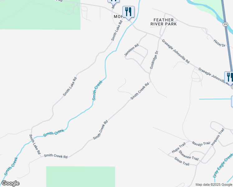 map of restaurants, bars, coffee shops, grocery stores, and more near 247 Gold Nugget Lane in Graeagle