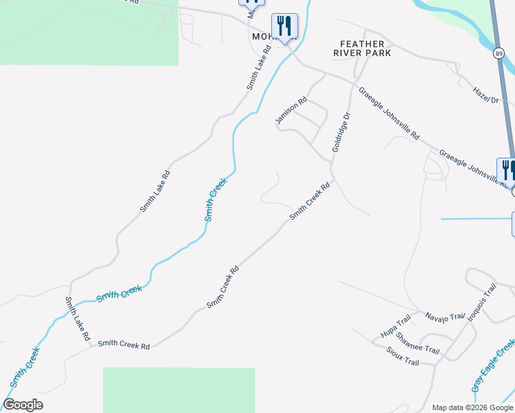 map of restaurants, bars, coffee shops, grocery stores, and more near 247 Gold Nugget Lane in Graeagle