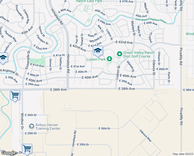 map of restaurants, bars, coffee shops, grocery stores, and more near 3994 Kirk Street in Denver