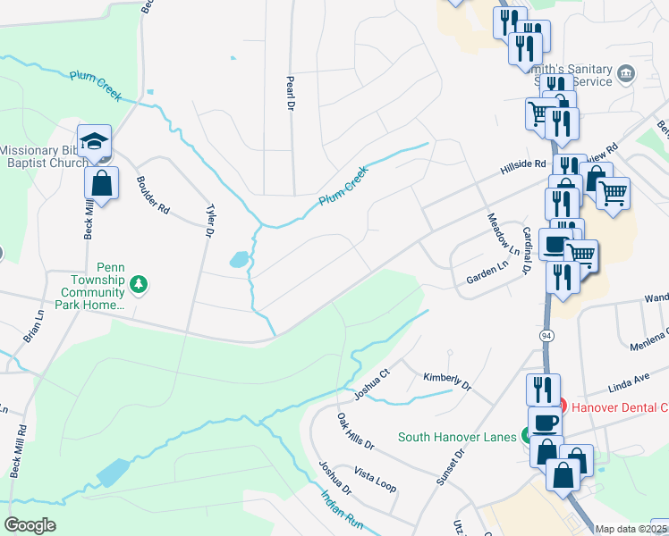 map of restaurants, bars, coffee shops, grocery stores, and more near 42 Kaitlyn Drive in Hanover