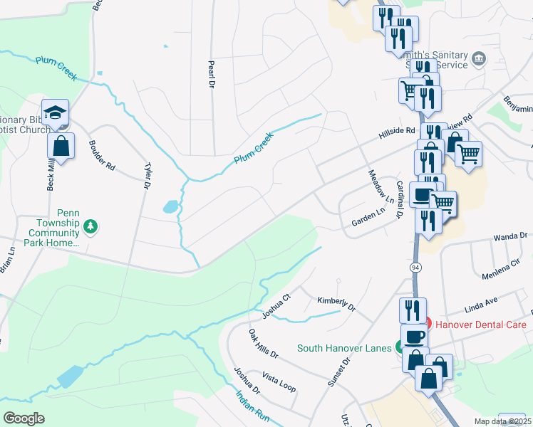 map of restaurants, bars, coffee shops, grocery stores, and more near 2 Alexander Drive in Hanover