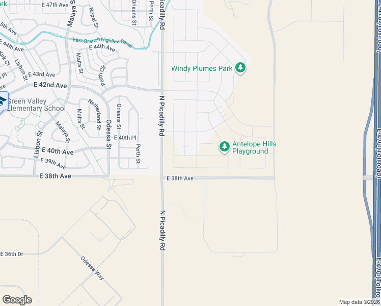 map of restaurants, bars, coffee shops, grocery stores, and more near 3804-4086 Picadilly Road in Denver