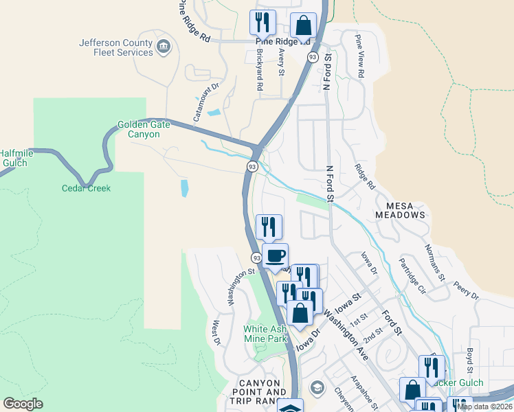 map of restaurants, bars, coffee shops, grocery stores, and more near 784 Joseph Circle in Golden