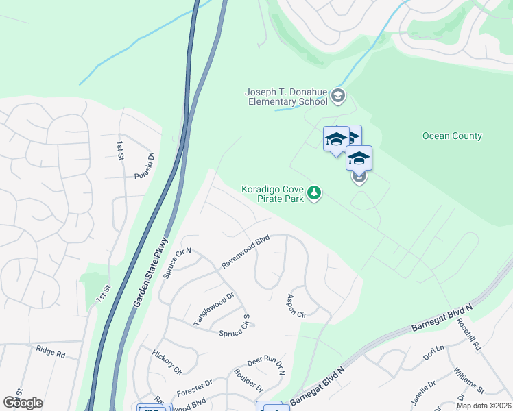 map of restaurants, bars, coffee shops, grocery stores, and more near 10 Lilac Lane in Barnegat Township