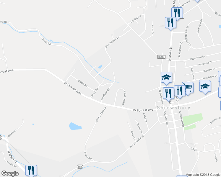 map of restaurants, bars, coffee shops, grocery stores, and more near 11 Shetland Drive in Shrewsbury