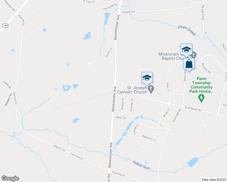 map of restaurants, bars, coffee shops, grocery stores, and more near 985 Westminster Avenue in Hanover