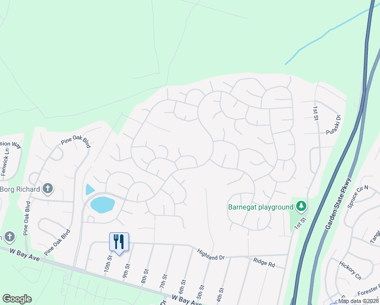 map of restaurants, bars, coffee shops, grocery stores, and more near 15 Ripple Terrace in Barnegat Township