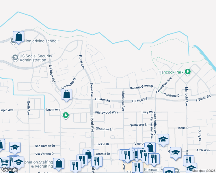 map of restaurants, bars, coffee shops, grocery stores, and more near 3215 Trickle Creek in Chico